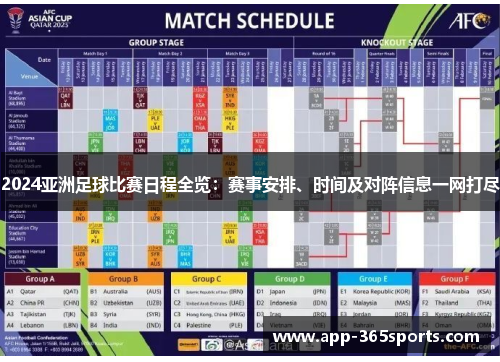 2024亚洲足球比赛日程全览：赛事安排、时间及对阵信息一网打尽